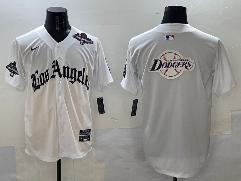 Men Los Angeles Dodgers Blank White Five generations Joint Name 2025 Nike MLB Jersey style 73->women mlb jersey->Women Jersey
